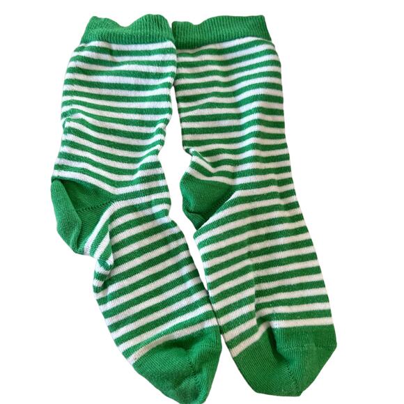 Hanna Andersson Green Striped Crew Socks Size 12-1 - Picture 1 of 2